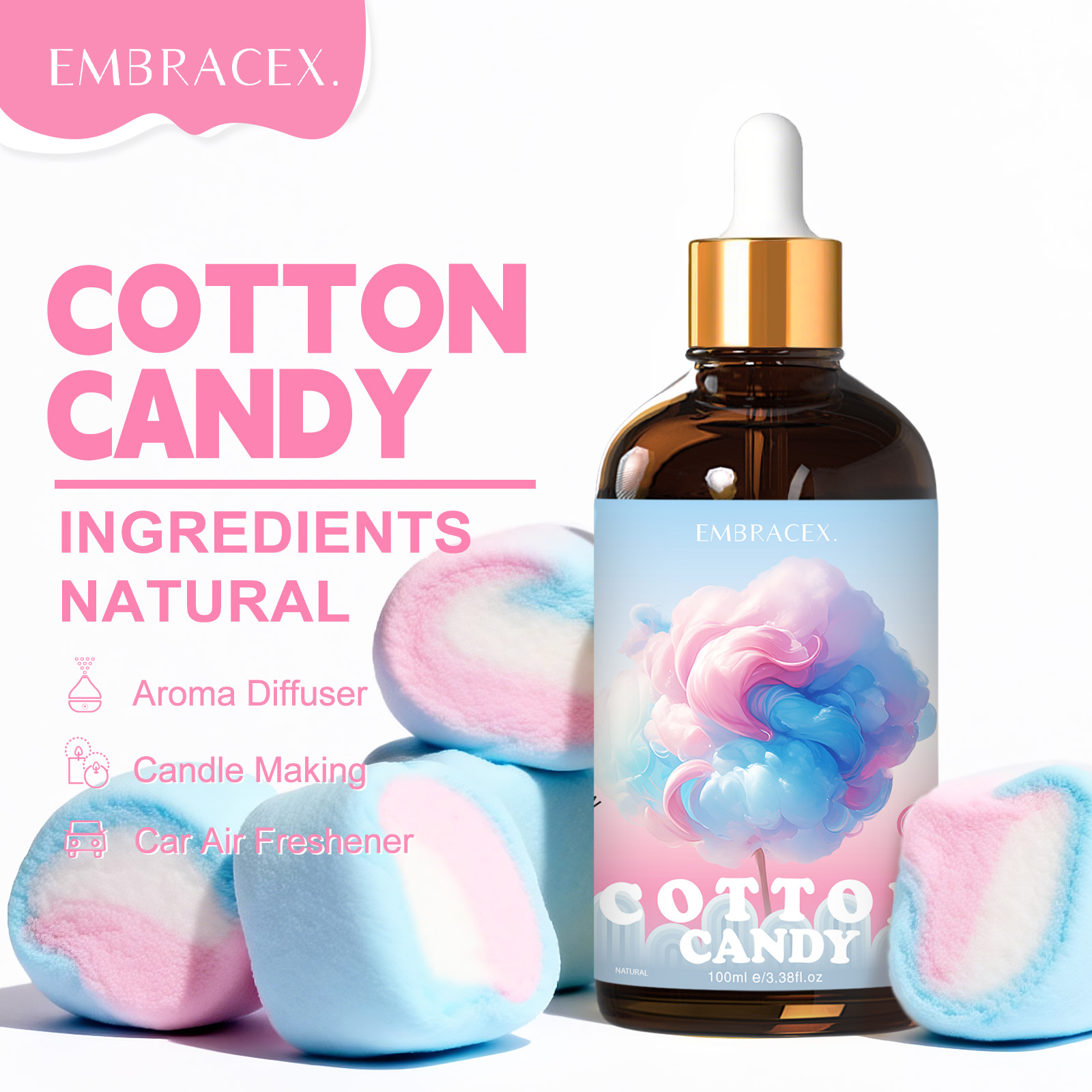 Candle Making Ingredients - 100ml Zuckerwatte-Duftöle für Diffusoren und Kerzenherstellung,