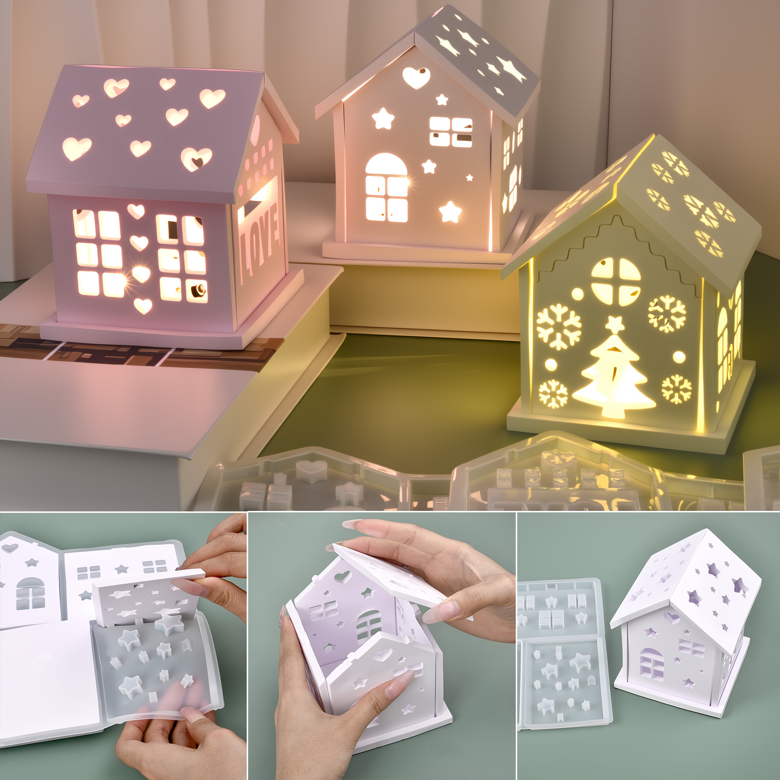 Candle Making Class - 3D Haus Silikonform DIY Weihnachtsbaum Liebe