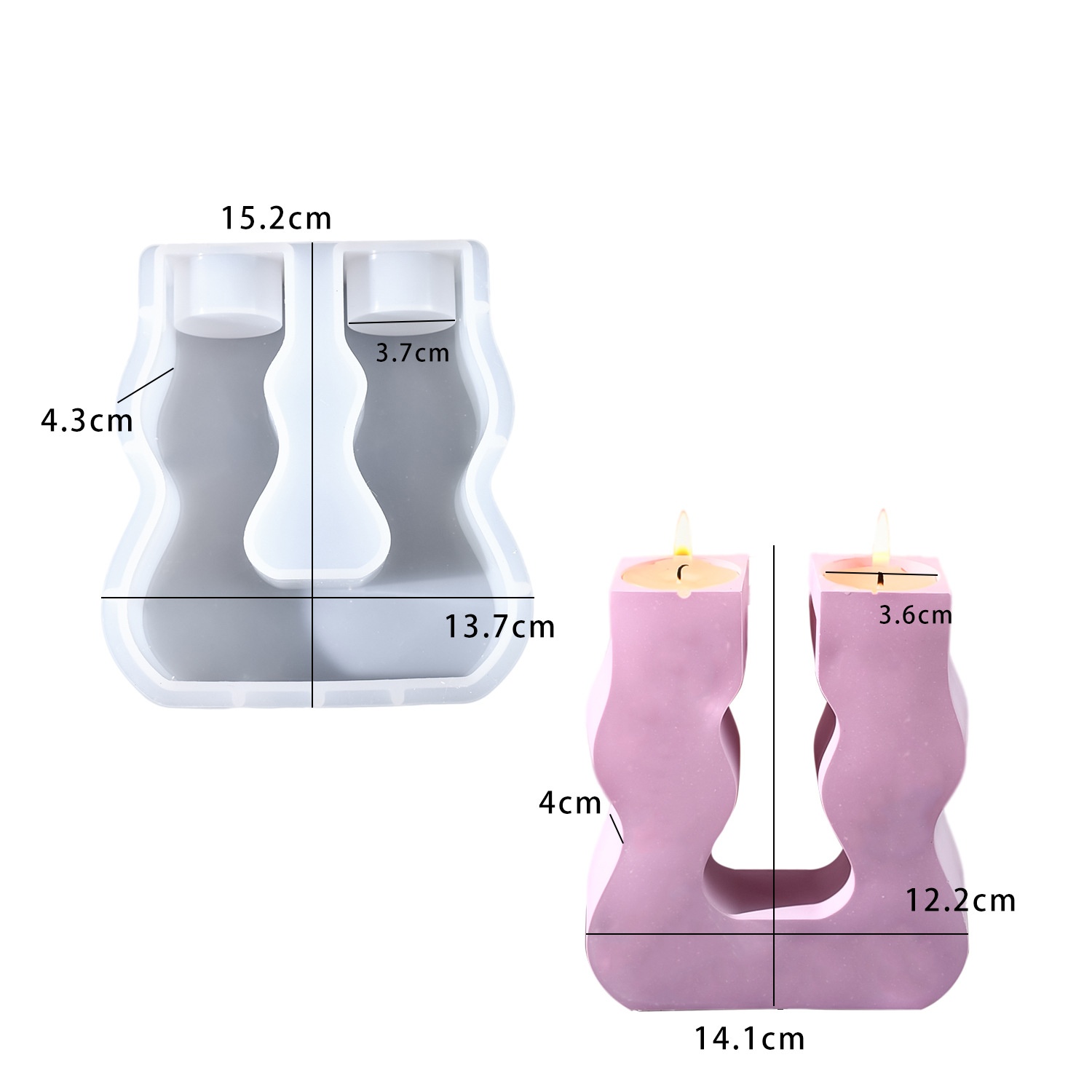 Candle Mold Silicone - DIY Epoxidharz-Gießform U-förmige Kurven-Kerzenhalter-Silikonform für Gips-Kerzen-Dekorationen