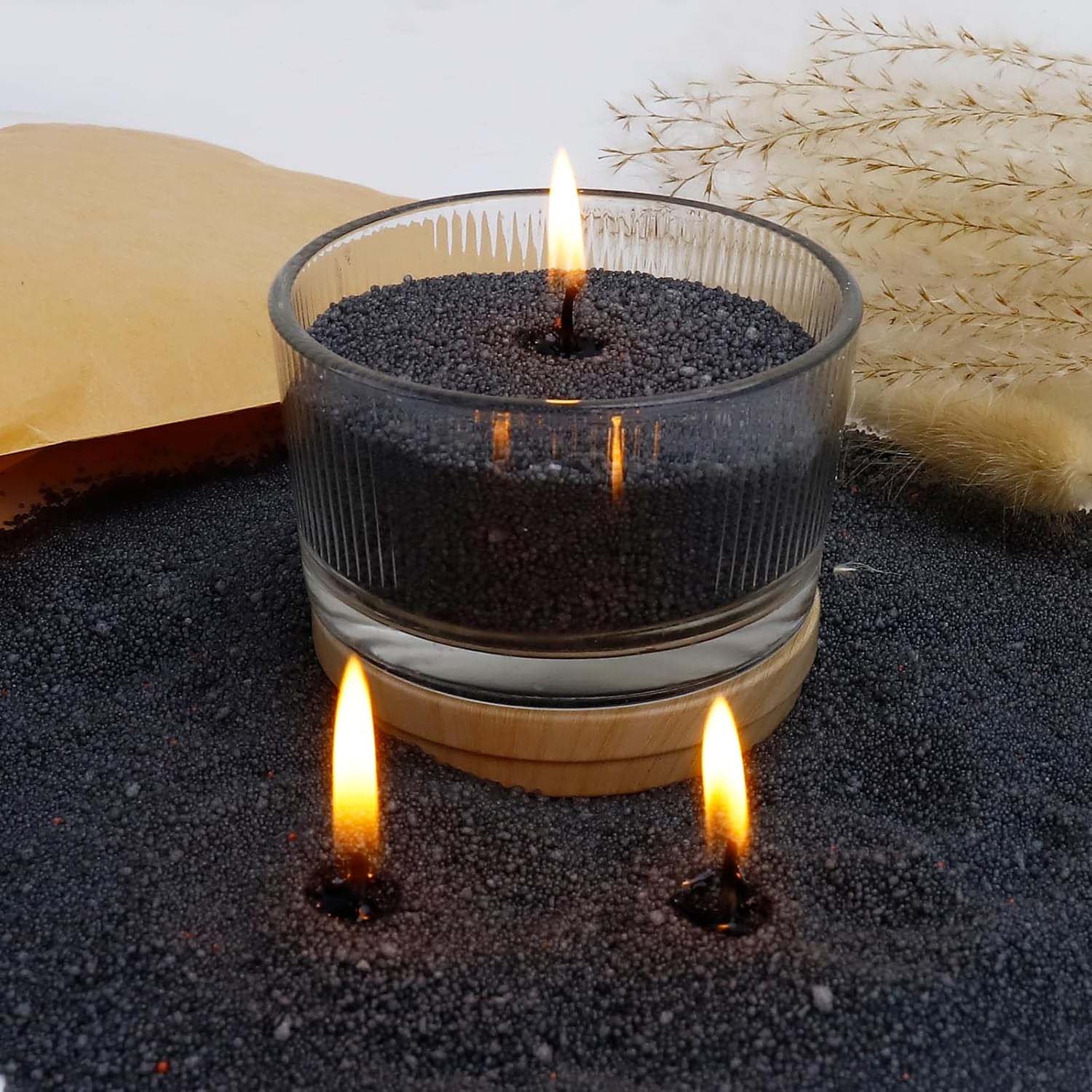 Candle Making Reno - Schwarzer Kerzensand mit Docht, 200g mit