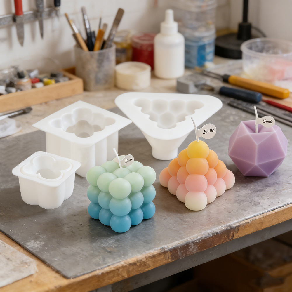 Candle Making Kit - 3D Bubble Cube Silikon-Kerzenformen-Set, Geometrisches Kugel-Kerzenherstellungs-Kit