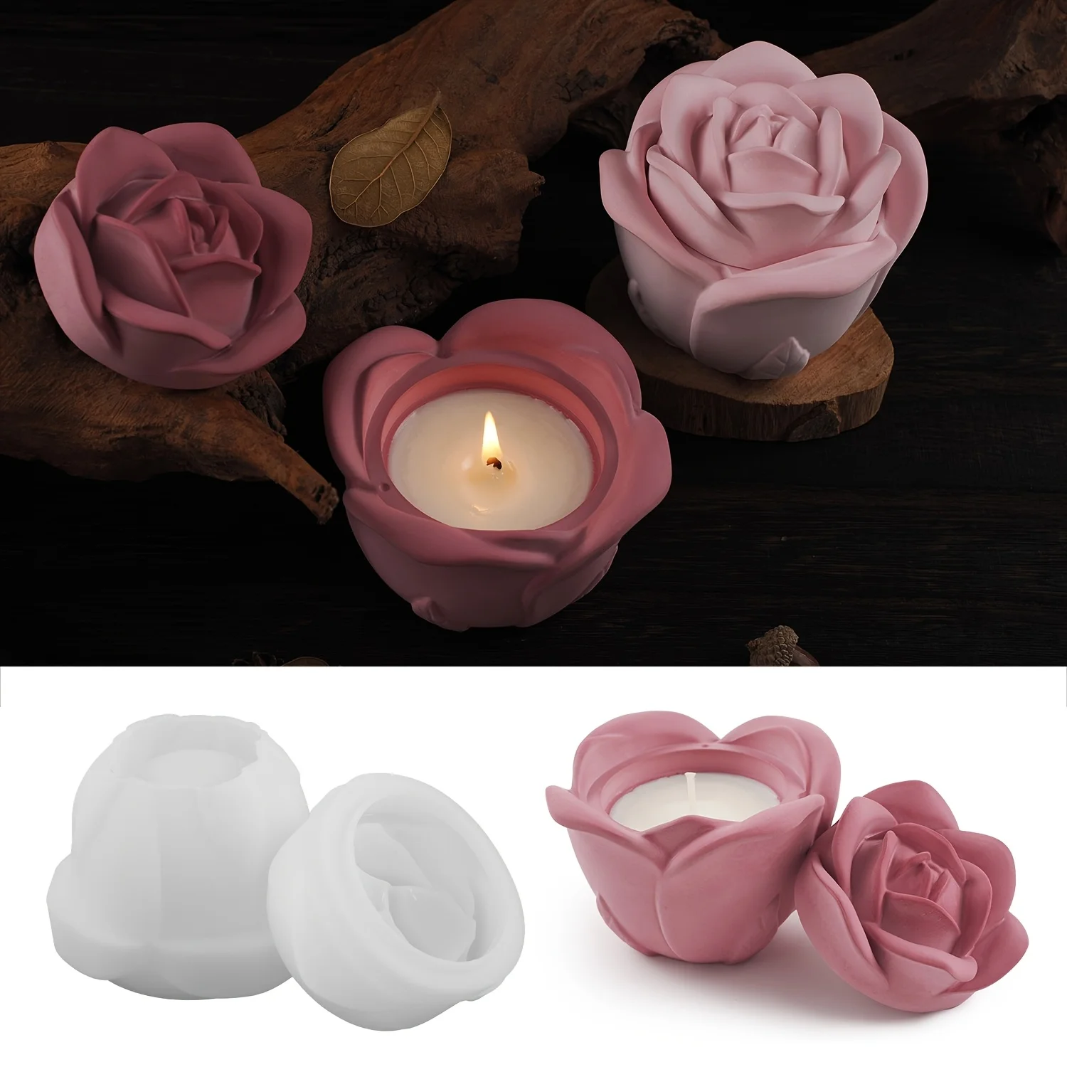 2-teiliges Set, rosenförmige S – Candle Mold Silicone Bewertung und Preis